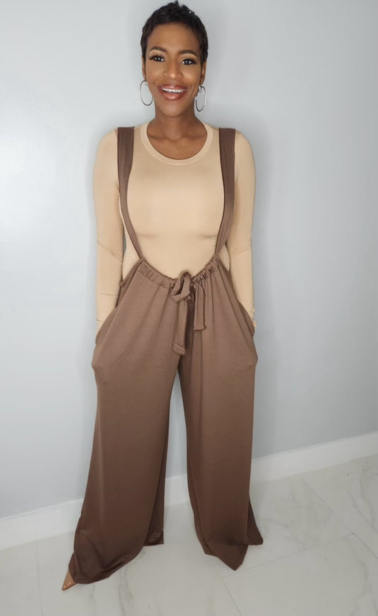 Babe Overalls (Taupe bodysuit sold separately)